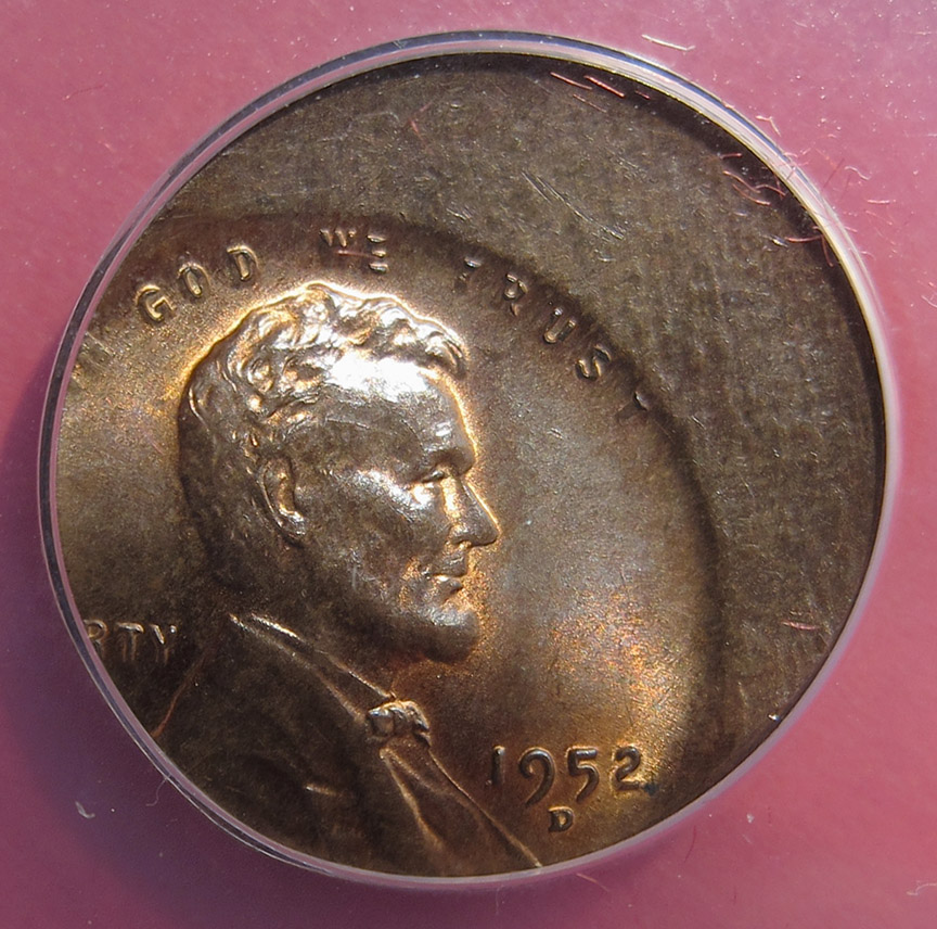 1952-D-Lincoln-Wheat-Cent-Mint-Error---O/C-With-Texture---Stop-The-Presses!