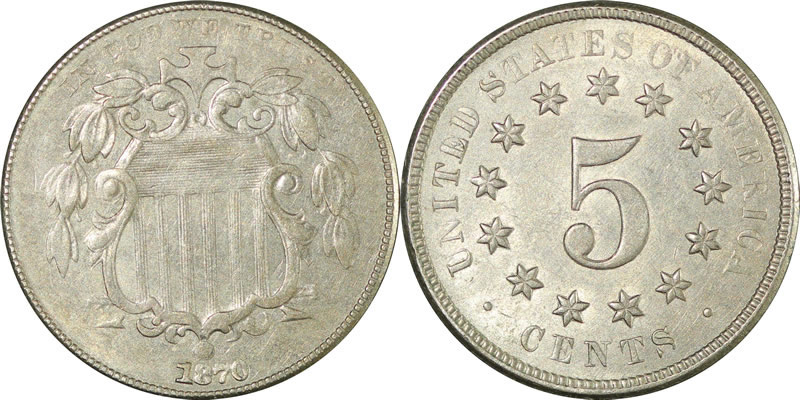 1870 Shield Nickel 