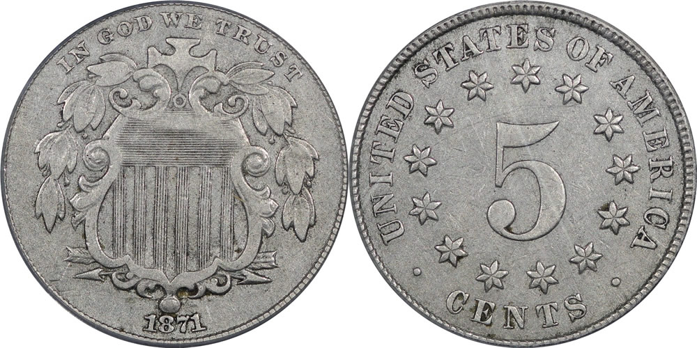 1871 Shield Nickel 