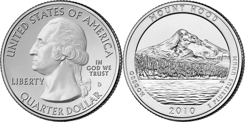 2010 D Mount Hood National Forest America the Beautiful Quarter 