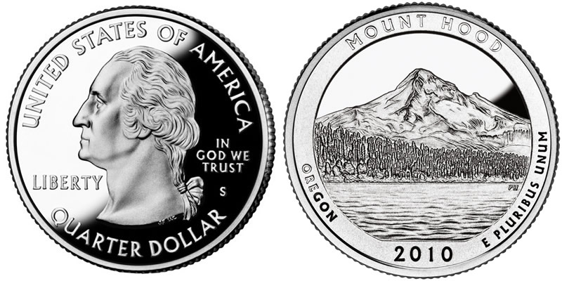 2010 S Mount Hood National Forest America the Beautiful Quarter 