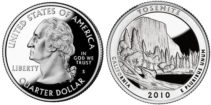 2010 S Yosemite National Park America the Beautiful Quarter 