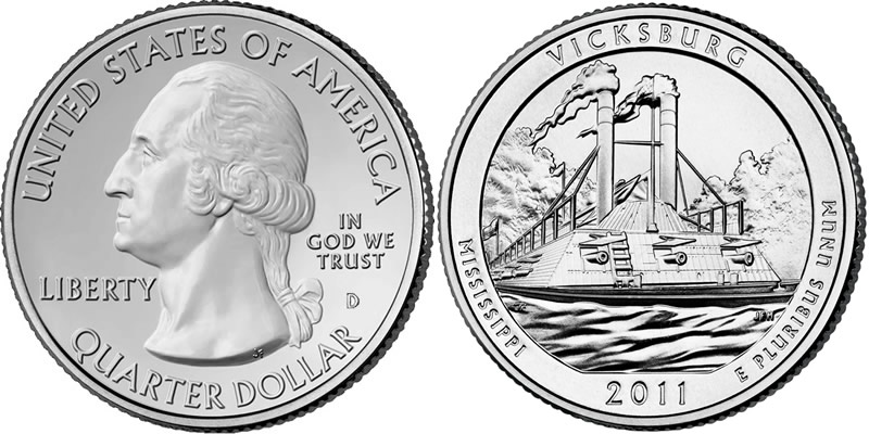 2011 D Vicksburg National Military Park America the Beautiful Quarter 