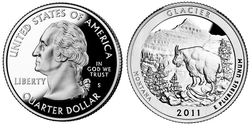 2011 S Glacier National Park America the Beautiful Quarter 