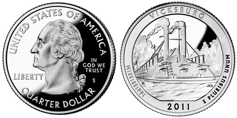 2011 S Vicksburg National Military Park America the Beautiful Quarter 