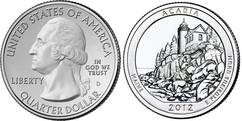 2012 D Acadia National Park America the Beautiful Quarter 