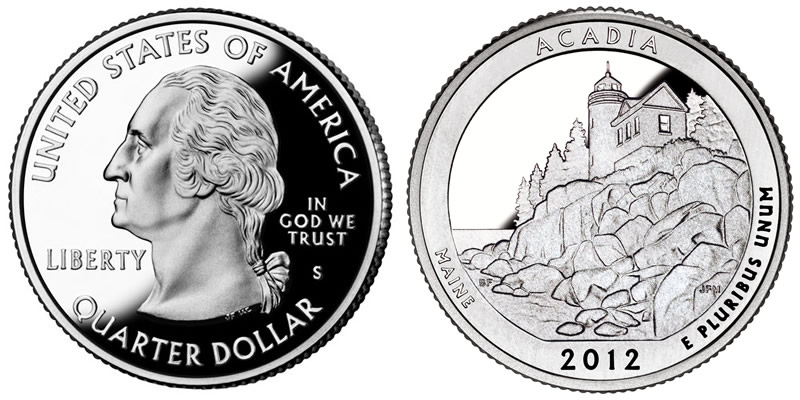 2012 S Acadia National Park  America the Beautiful Quarter 