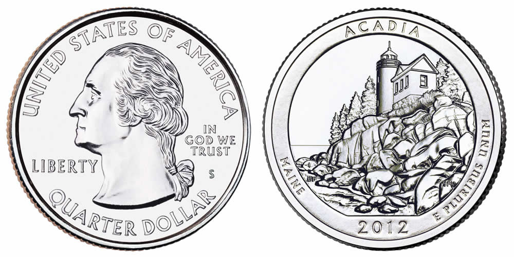 2012 S Acadia National Park America the Beautiful Quarter 