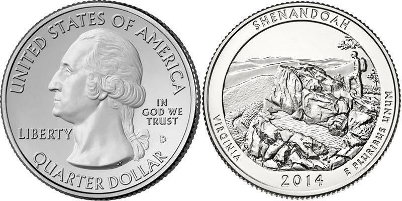 2014 D Shenandoah National Park America the Beautiful Quarter 