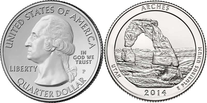 2014 P Arches National Park America the Beautiful Quarter 