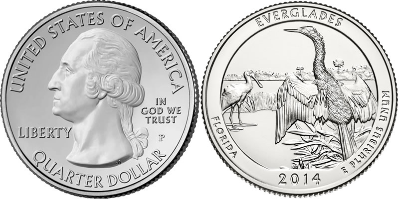 2014 P Everglades National Park America the Beautiful Quarter 