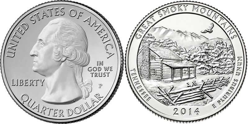 2014 P Great Smoky Mountains National Park America the Beautiful Quarter 