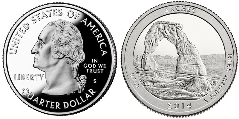 2014 S Arches National Park  America the Beautiful Quarter 