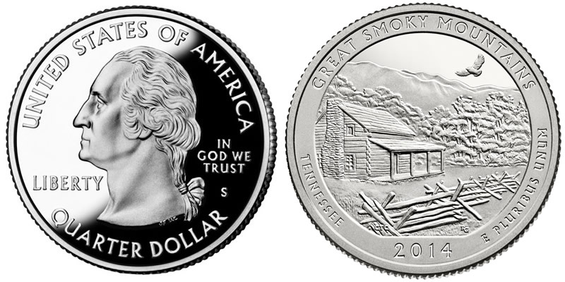 2014 S Great Smoky Mountains National Park  America the Beautiful Quarter 