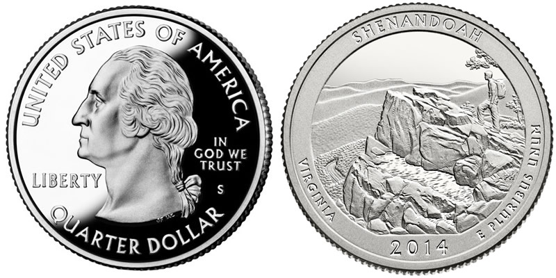 2014 S Shenandoah National Park  America the Beautiful Quarter 