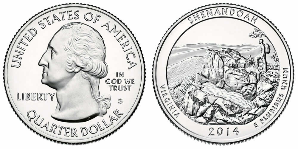 2014 S Shenandoah National Park America the Beautiful Quarter 