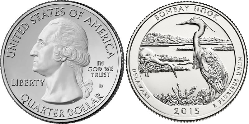 2015 D Bombay Hook National Park America the Beautiful Quarter 