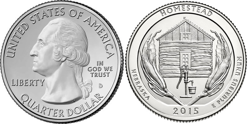 2015 D Homestead National Monument of America America the Beautiful Quarter 