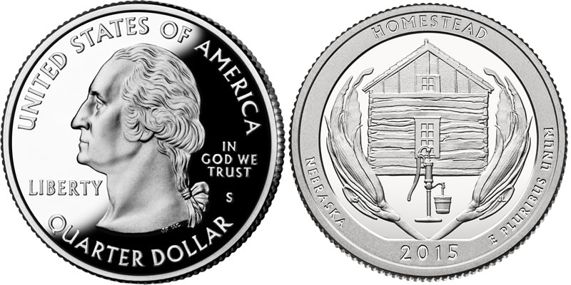 2015 S Homestead National Monument of America  America the Beautiful Quarter 