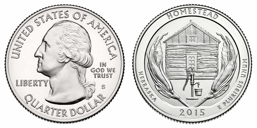 2015 S Homestead National Monument of America America the Beautiful Quarter 