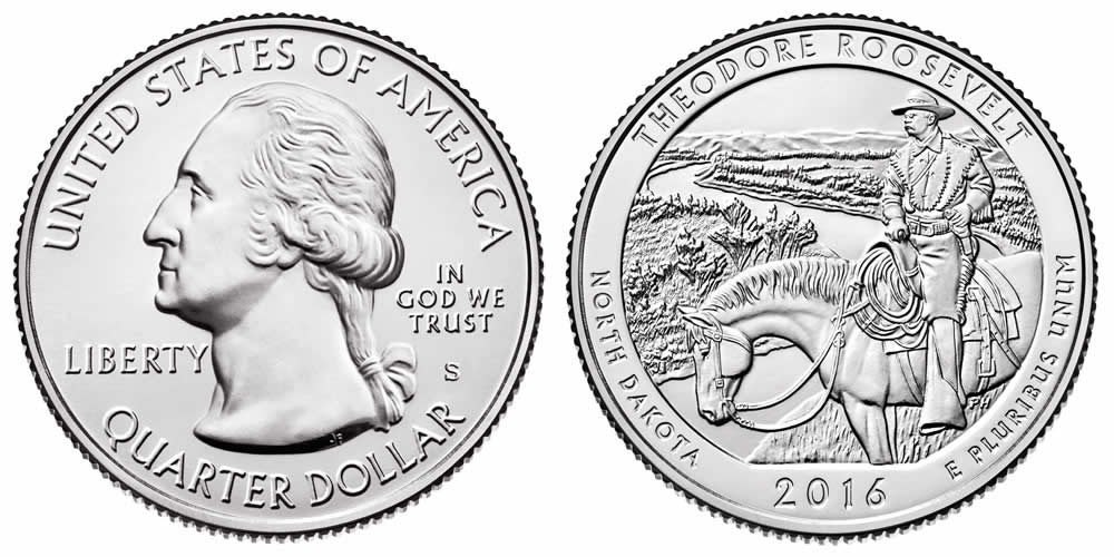 2016 S Theodore Roosevelt National Park America the Beautiful Quarter 