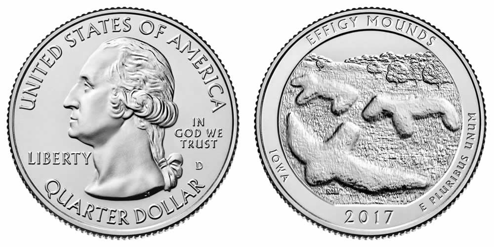 2017 D Effigy Mounds National Monument America the Beautiful Quarter 