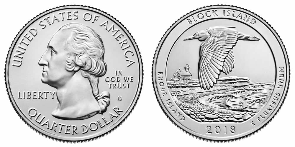 2018 D Block Island National Wildlife Refuge (Rhode Island) America the Beautiful Quarter 