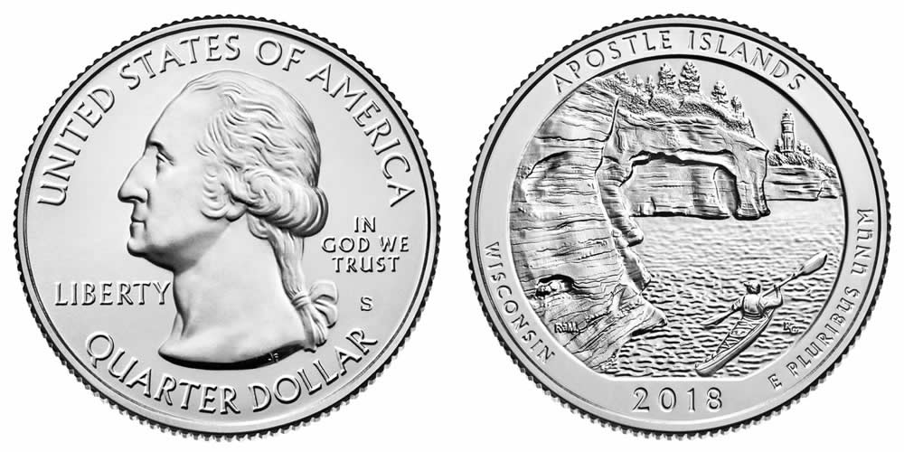 2018 S Apostle Islands National Lakeshore (Wisconsin) America the Beautiful Quarter 