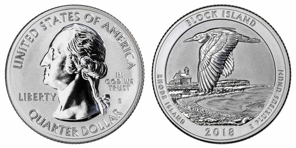 2018 S Block Island National Wildlife Refuge (Rhode Island)    America the Beautiful Quarter 