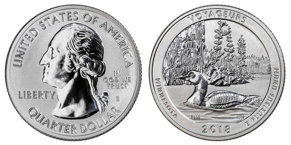 2018 S Voyageurs National Park (Minnesota)    America the Beautiful Quarter 