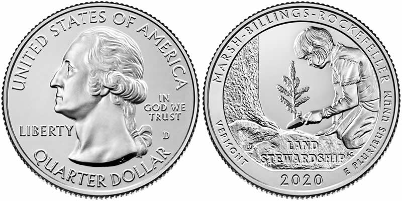 2020 D Marsh-Billings-Rockefeller National Historical Park (Vermont) America the Beautiful Quarter 