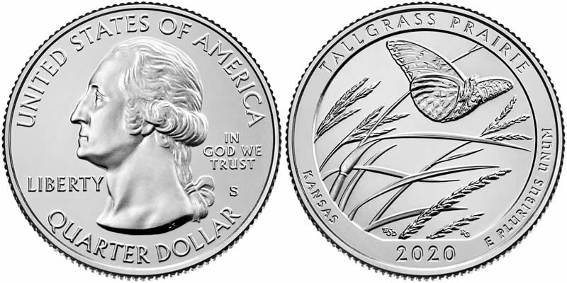 2020 S Tallgrass Prairie National Preserve (Kansas) America the Beautiful Quarter 