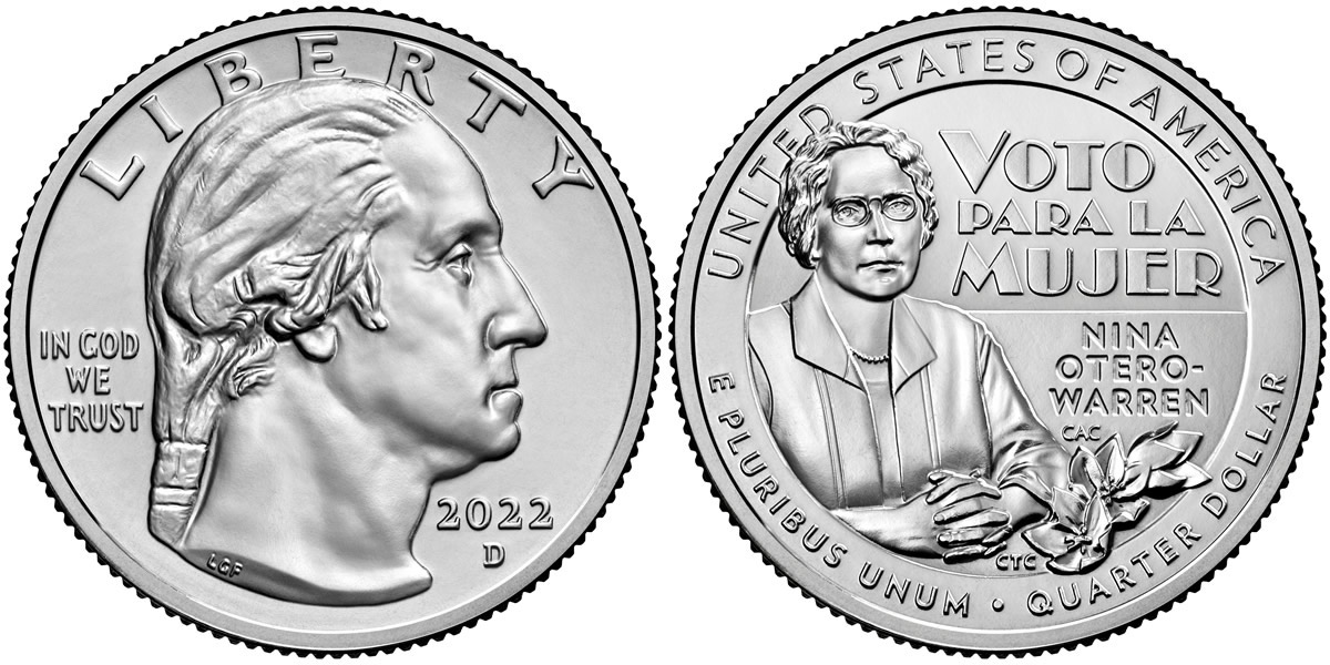 2022 D Nina Otero-Warren American (Prominent) Women Quarter 