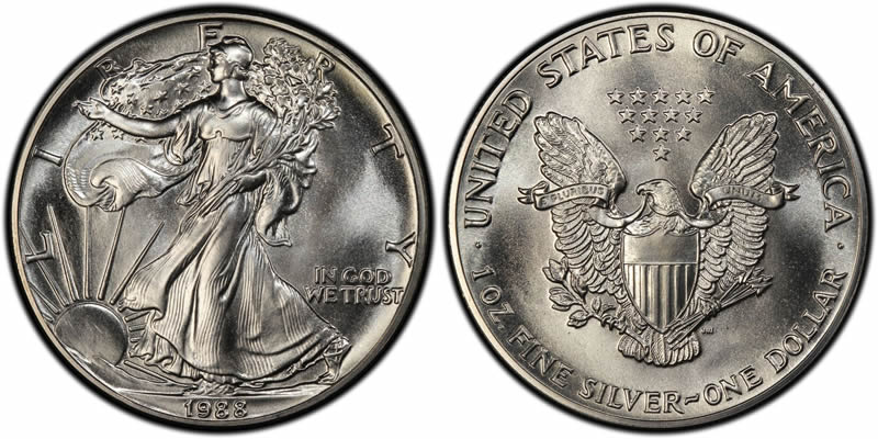 1988 Bullion American Silver Eagle 