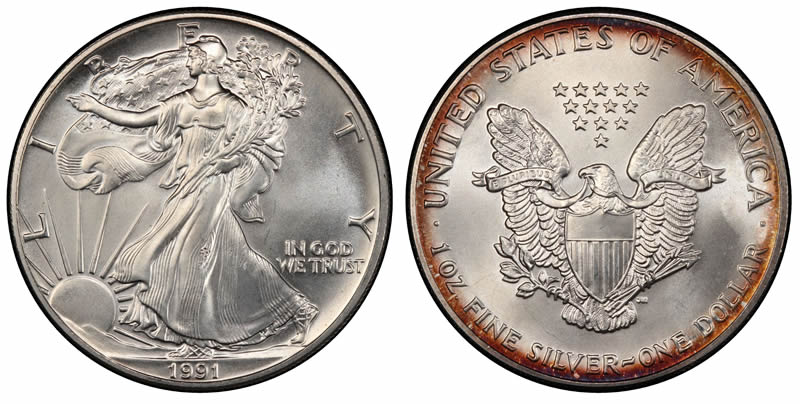 1991 Bullion American Silver Eagle 