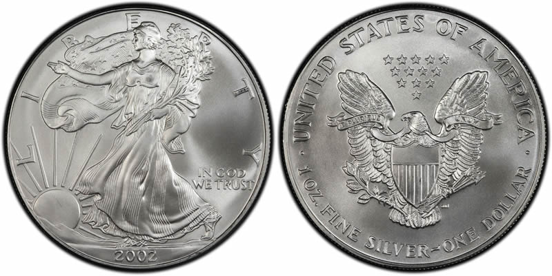 2002 Bullion American Silver Eagle 