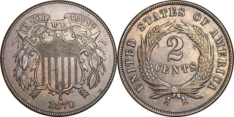 1870 Two Cent Piece 